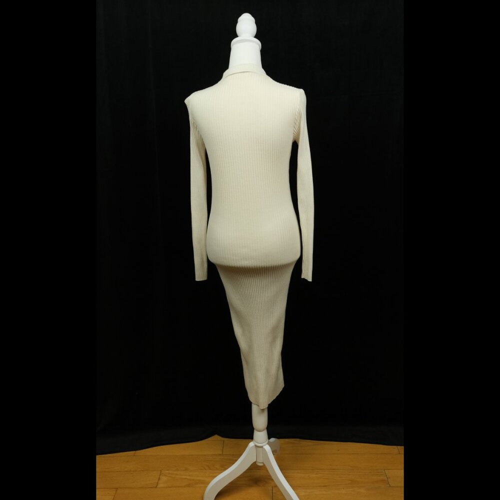 Zara Ribbed Dress With Buttons. White, size S - Picture 6 of 7